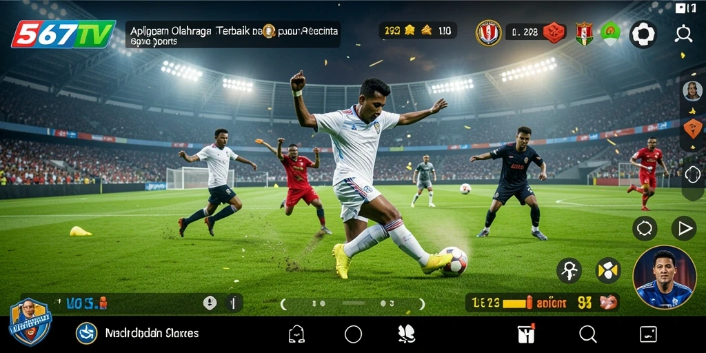 Screenshot utama 567TV menunjukkan pengguna menikmati pertandingan olahraga.