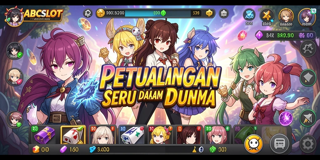 Tampilan screenshot utama ABCSLOT dengan aksi karakter anime yang mengesankan.