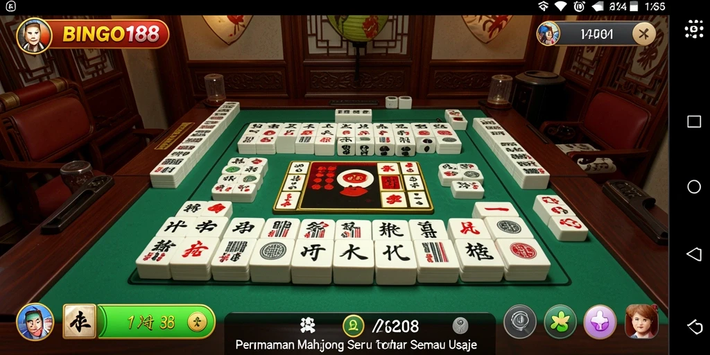 Screenshot gameplay BINGO188 menampilkan aksi seru dalam permainan Mahjong.