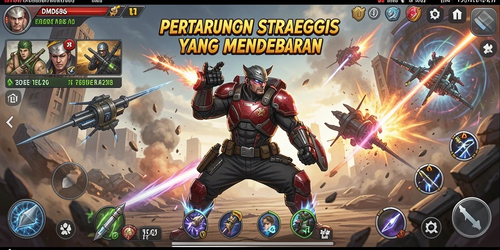 Tampilan gameplay DMD686 menampilkan aksi strategi yang mendebarkan dan grafis yang mengagumkan.