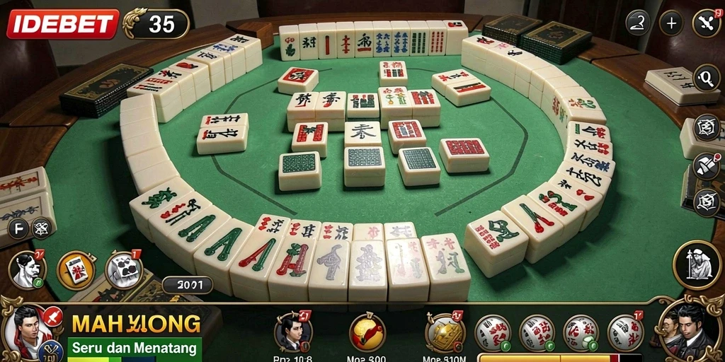 Tampilan gameplay IDEBET yang menarik dalam permainan Mahjong.