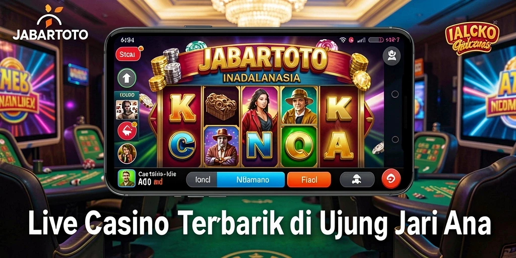 Screenshot JABARTOTO menampilkan dealer langsung dan suasana kasino yang hidup.