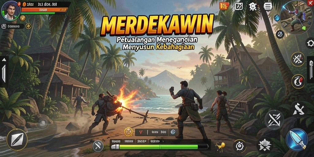 Gameplay seru dalam MERDEKAWIN yang menonjolkan suasana pernikahan.
